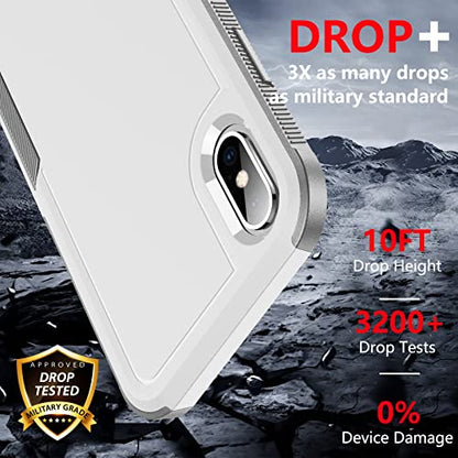 SPIDERCASE for iPhone Xs Max Case, [10 FT Military Grade Drop Protection] [Non-Slip] [2 pcs Tempered Glass Screen Protector] Shockproof Airbag Cushion Protective Case for iPhone Xs Max 6.5” (White) - color: White