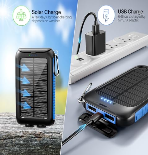 Nuynix Solar Power Bank 49800mAh, 15W Fast Charging with LED Flashlight - color: Blue