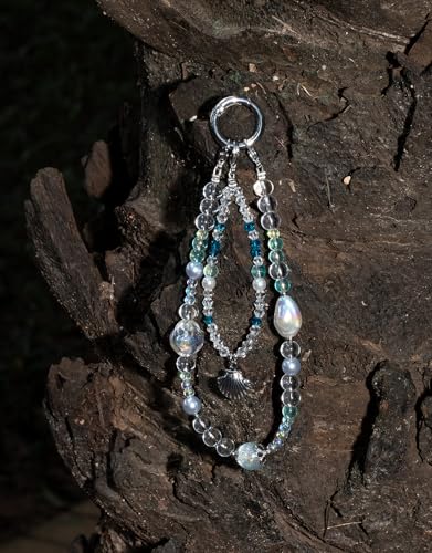 Handmade Beaded Charm Cell Phone Camera Lanyard, Wrist Strap with Tether Tab,Phone Chain String, Keychain Wallet Decor - style: Ocean