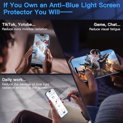 Uyiton Anti-Blue Light for iPhone 15 Pro Max Screen Protector - size: iPhone 15 Pro Max - 6.7 inch