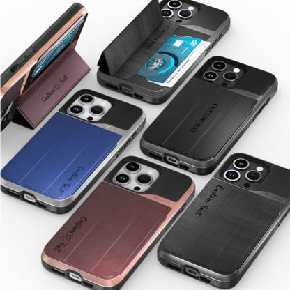 VENA vCommute Personalized iPhone 15 Pro Max Wallet Case | Custom Engraved, Customized Name, Premium Leather Card Holder, Drop Protection, Hidden Card Slot, Multi-Angle Kickstand - color: Text Custom, size: iPhone 15 Pro Max