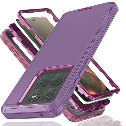for Moto Edge 2025 Phone Case (Not Fit for G 5G 2025) 3 in 1 Shockproof TPU Hard PC Bumper Drop-Proof Shell for Moto Edge 2025 Purple/Red - color: Lihgt Purple with Drak Red