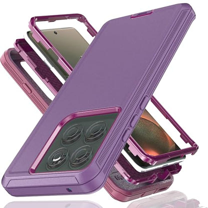 for Moto Edge 2025 Phone Case (Not Fit for G 5G 2025) 3 in 1 Shockproof TPU Hard PC Bumper Drop-Proof Shell for Moto Edge 2025 Purple/Red - color: Lihgt Purple with Drak Red