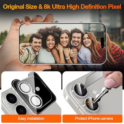 YMHML 3 Pack Compatible for iPhone 17 Privacy Screen Protector Tempered Glass + 1 Set of Camera Lens Protector, 25°Anti Spy, [Top 9H+ Military Grade Shatterproof] [Bubble Free, Auto-Dust Removal] - size: iPhone 17-6.3 Inch