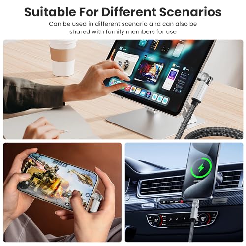 90 Degree USB C to Lightning Cable, Rotating Charger for iphone with 180° Rotating Head, 6FT MFi Fast Charger & Sync Data Type C to Lightning Right Angle Swivel Lightning Cable for iPhone 14 13 12 11