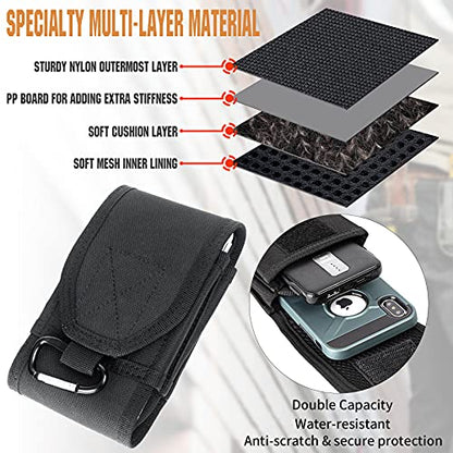 Double Capacity Phone Holster, Tactical Molle Pouch Compact Belt Waist Bag for iPhone 15 Pro Max/15 Pro/14 Plus/14 Pro Max/14 Pro/14/13 Pro Max/12 Pro Max/11 Pro Max/XS Max, Size Large - color: Green