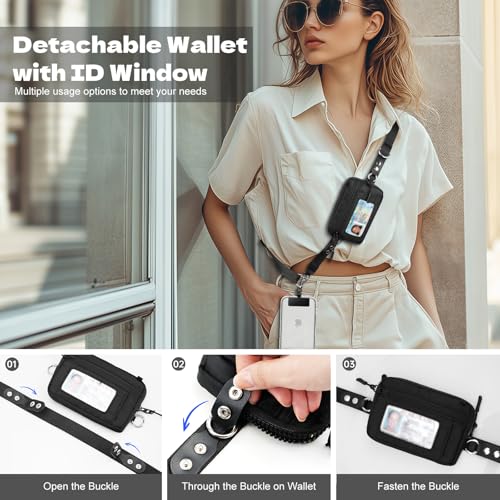 TiMOVO Clip and Go Phone Strap with Wallet, Black - color: Black, style: Classic