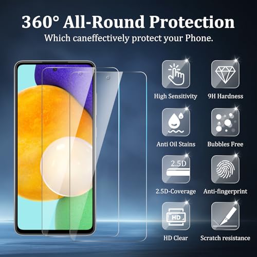 3 Pack Screen Protector for Samsung Galaxy A52 5G - size: Galaxy A52 3+2 Pack
