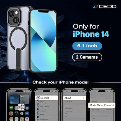 CEDO Magnetic Kickstand Case for iPhone 14, MagSafe Compatible Black - size: iPhone 14