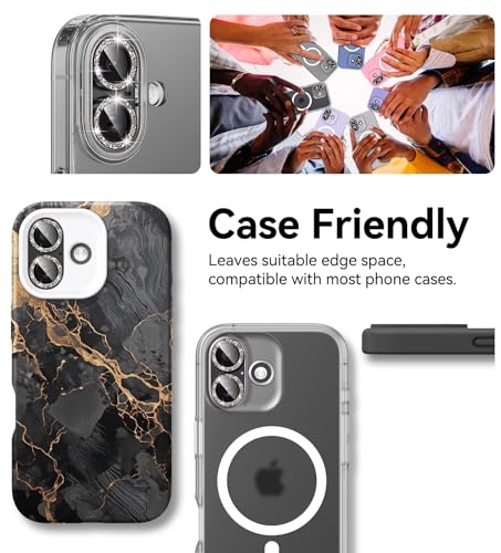 Matekxy for iPhone 17 Camera Lens Protector Glitter Individual Cover - color: Black