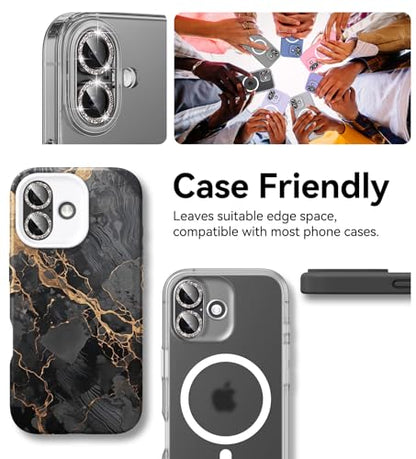 Matekxy for iPhone 17 Camera Lens Protector Glitter Individual Cover - color: Black