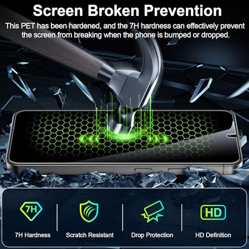 Esanik [2+2 Pack Privacy Screen Protector for Samsung Galaxy S25 Plus 6.7'' Anti Spy PET Film(NOT Glass) with Easy Installation Frame + Camera Lens Protector Fingerprint ID Compatible