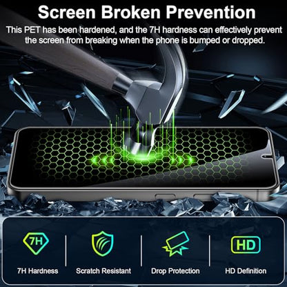 Esanik [2+2 Pack Privacy Screen Protector for Samsung Galaxy S25 Plus 6.7'' Anti Spy PET Film(NOT Glass) with Easy Installation Frame + Camera Lens Protector Fingerprint ID Compatible