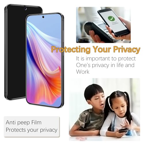 3 Pack Privacy Screen Protector for Samsung Galaxy S24 Plus/S24+ Anti Spy Private Tempered Glass Film, Fingerprint Unlock, Anti Scratch, 9H Hardness, Bubble Free, Case Friendly