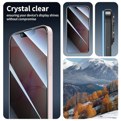 3+3+1-Pack, Privacy Screen Protector and Camera Lens Protector for iPhone 16e/17e with Installation Alignment Aid, Anti-Spy Tempered Glass Film, Dark Private Black Protection, Anti-Scratch - size: 17e/16e Black 3+3+Align