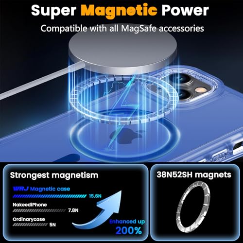 WRJ Magnetic Matte for iPhone 13 Case,iPhone 14 Case,[Compatible with MagSafe][Military Grade Drop Protection] Translucent Anti-Fingerprint Full Body Shockproof Phone Case-Blue - color: Blue, style: Matte