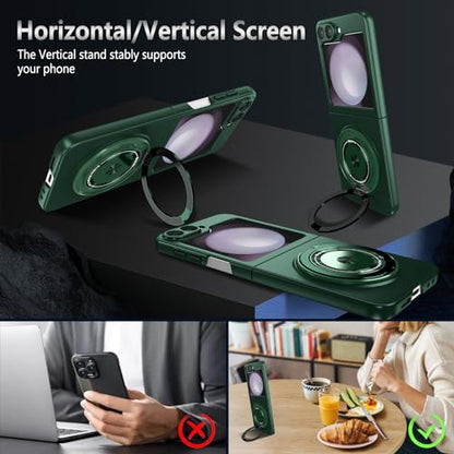 Magnetic Case for Samsung Galaxy Z Flip 6, [Compatible with MagSafe] Military Grade Shockproof Slim fit Samsung Z Flip 6 Phone Case with Magnetic Ring Kickstand, Green… - color: Green, size: Samsung Galaxy Z Flip 6