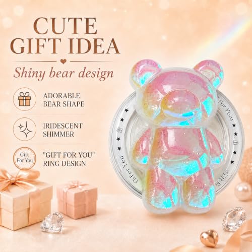 Magnetic 3D Bear Phone Grip Stand, MagSafe Compatible — Opal Pink - color: Opal Pink