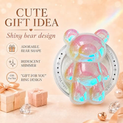Magnetic 3D Bear Phone Grip Stand, MagSafe Compatible — Opal Pink - color: Opal Pink