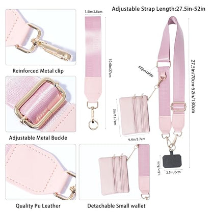 Clip and Go Phone Strap with Zippered Pouch,Phone Strap with Cellphone Chain Accessories - color: Pink