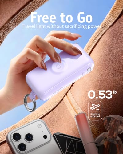 RORRY Flow Portable Charger 10000mAh 40W Wall Plug Power Bank Battery Pack - color: Purple