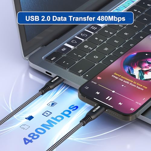 20FT USB C to USB C Cable, 60W Fast Charging, Extra Long, USB 2.0 Data - color: 60W 20FT USB C to USB C Cable (Black)