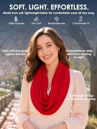 Pop Fashion Solid Color Hidden Zipper Pocket Scarf - Fashion Scarf for Women - All Seasons - color: Red
