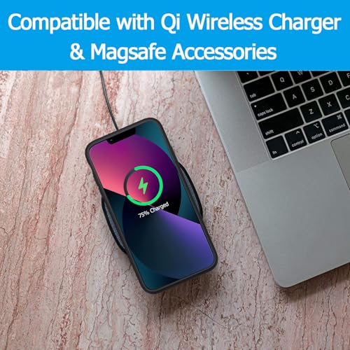 Wireless Battery Case for iPhone 13, 10000mAh Portable Protective Charging Case with Wireless Charging Compatible with iPhone 13 (6.1 inch) Rechargeable Battery Pack Charger Case with Carplay -Black - size: iPhone 13