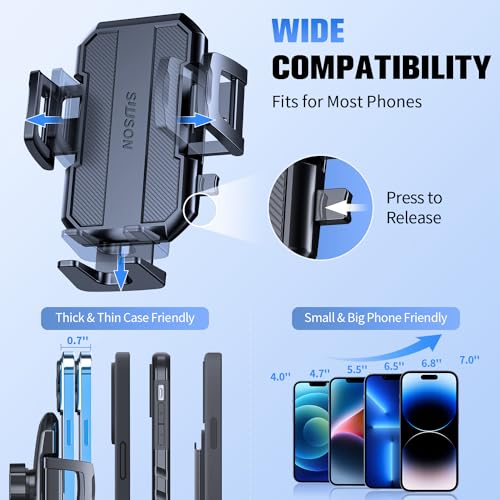 SUUSON Upgraded 3-in-1 Car Phone Holder Mount for Car, Carbon Black