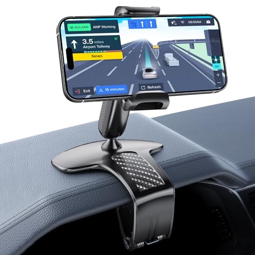 Universal 360 Dashboard Cell Phone Holder, Clip Car Phone Holder Mount