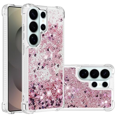 for Samsung Galaxy S26 Ultra Case Glitter Liquid Love Rose YB | Phone Case for Girls Women,Cute Bling Sparkly,Floating Quicksand,Soft TPU Clear,Shockproof Protective,Bumper Durable - color: Rose, size: Samsung Galaxy S26 Ultra