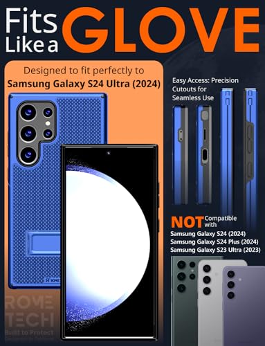 Designed for Samsung Galaxy S24 Ultra Case with Belt Clip Holster | Rugged Cover with Strong Magnet & Kickstand Heavy Duty Combo - Navy Blue - color: Navy Blue, style: Galaxy S24 Ultra