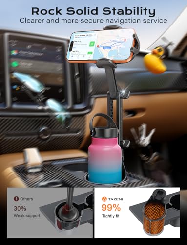 TAZENI 2-in-1 Cup Phone Holder for Car, with 2 Sizes Hollow Bases