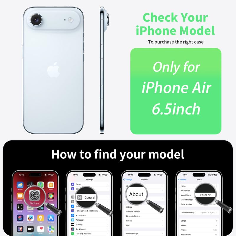 GRECAZO Magnetic Ultra-Thin Frosted Soft Touch Skin Borderless Carbon Fiber Style Texture for iPhone Air Frameless Case 6.5" Slim Minimalist Lightweight Matte Hard for MagSafe Cover Case-Black - size: iPhone Air