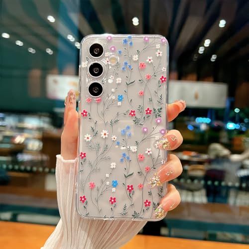 for Samsung Galaxy S23 FE Case, Floral Flowers Cute Aesthetic Clear Floral Branch Pattern Case for Women Girls,Transparent Slim Soft Shockproof Cover for S23 FE,Line Flower - color: Line Flower, size: for Samsung Galaxy S23 FE