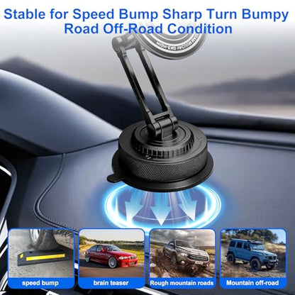 PIEPIE All-Metal Alloy Long Arm Magnetic Suction Cup Car Phone Mount(Black) - color: Black
