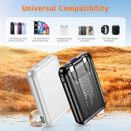 2 Pack 10000mAh 22.5W Fast Charging Power Bank, White & Black - color: Black&White