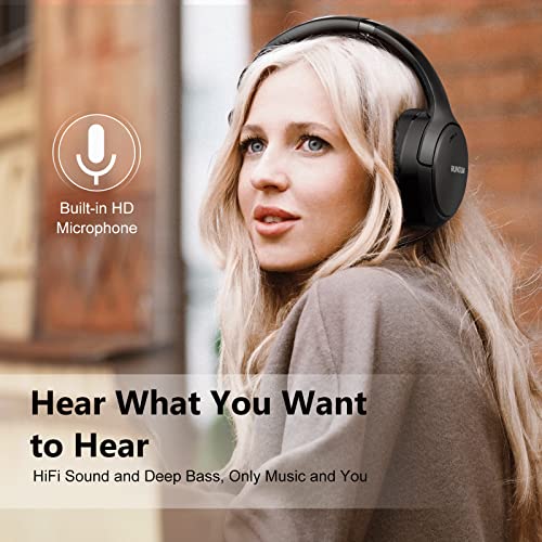 RUNOLIM Active Noise Cancelling Headphones, Wireless Bluetooth Over Ear - color: Black
