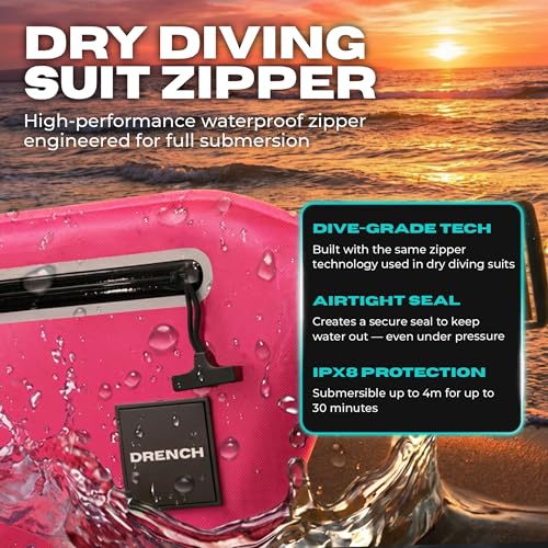 Drench Waterproof Fanny Pack & Floating Phone Pouch | IPX8 Submersible Waist Pack Dry Bag for Beach, Pool, Cruise Travel, Girls Trips, Snorkeling, Kayaking & Water Sports | Pink - color: Hot Pink