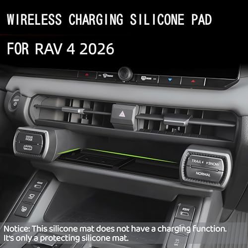 Silicone Center Console Pad Wireless Charging Mat Compatible with RAV4 2026