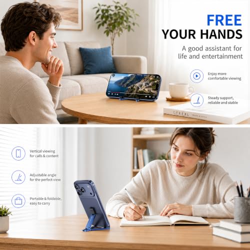 Portable Foldable Pocket Phone Stand with Keychain for Desk Travel(Blue) - color: Blue