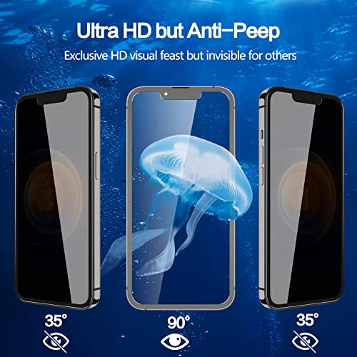 YMHML [2 Pack] Privacy Screen Protector for iPhone 12 / iPhone 12 Pro (6.1 Inch)，Anti-Spy Tempered Glass Bubble Free Case Friendly Scratch Proof - size: iPhone 12 / 12 Pro-6.1 Inch