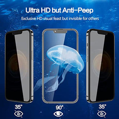 YMHML [2 Pack] Privacy Screen Protector for iPhone 12 / iPhone 12 Pro (6.1 Inch)，Anti-Spy Tempered Glass Bubble Free Case Friendly Scratch Proof - size: iPhone 12 / 12 Pro-6.1 Inch