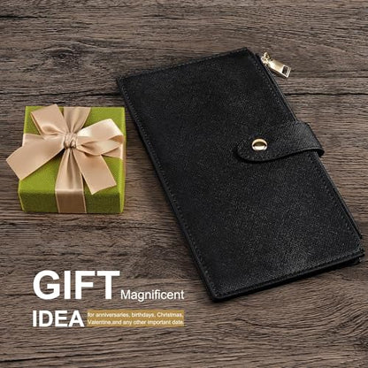 Travelambo RFID Wallet Women Large Size Bifold Multi Card Wallet Case with Zipper Pocke Credit Card Holder for Women - color: Black