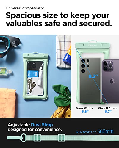 Spigen AquaShield Floating Waterproof Phone Pouch, IPX8 (1 Pack) | For all iPhone Series, Pixel Series, Galaxy S/Z Fold Ultra/Z Fold/Flip Series Universal Compatibility - Floatable Mint - color: Floatable Mint