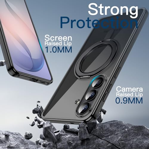 JETech 360° Rotatable Ring Stand Case for Samsung Galaxy S26, Black | Compatible with MagSafe, Clear Back, Stand & Ring Holder, Shockproof Protection - color: Black, size: Galaxy S26