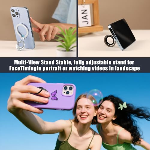 2PCS Magnetic Phone Ring Grip for MagSafe,360° Rotation Adjustable Phone Grip Ring Holder,Finger Holder Stand Accessory for iPhone 16/15/14/13/12/11Series Smartphone Accessories 1