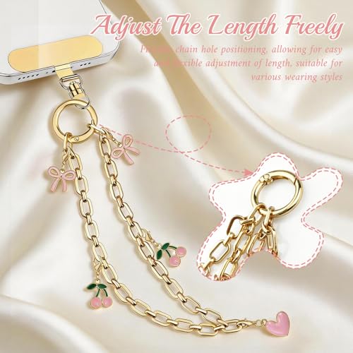 Phone Wrist Strap Phone Charm Strap Phone Chain Wristlet Removable Hanging Ornaments Tether Tab Adjustable length - color: Cherry Bow Love