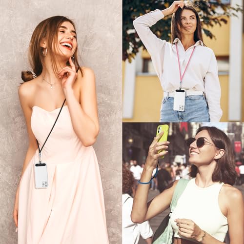 Cell Phone Lanyard, 2 Phone Crossbody Lanyard, 2 Wrist Phone Strap and 6 Connectors Compatible with Most Phones - color: Black Gray