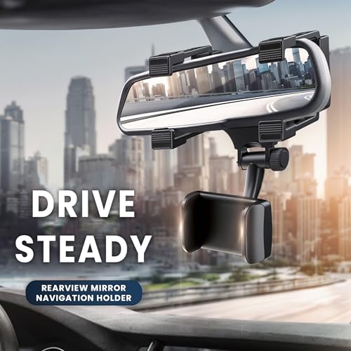 Rearview Mirror Phone Holder | 360 Rotatable Adjustable Phone Holders for Your Car | Cell Phone Car Mount Automobile Cradles for SUV, Truck, Car, Auto - style: B